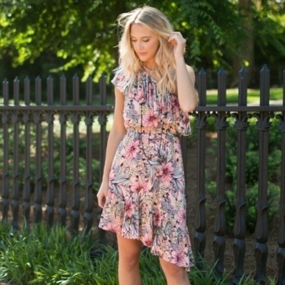 MINKPINK Wattle Wonder 1-shoulder‎ Floral dress - S NWOT